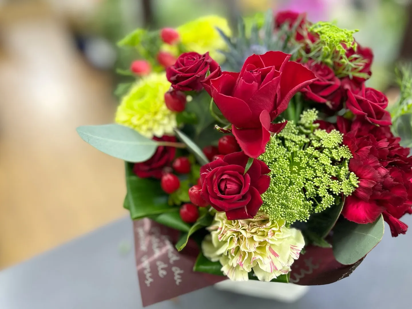 レッド系ミニアレンジメント♥️❤️🌹