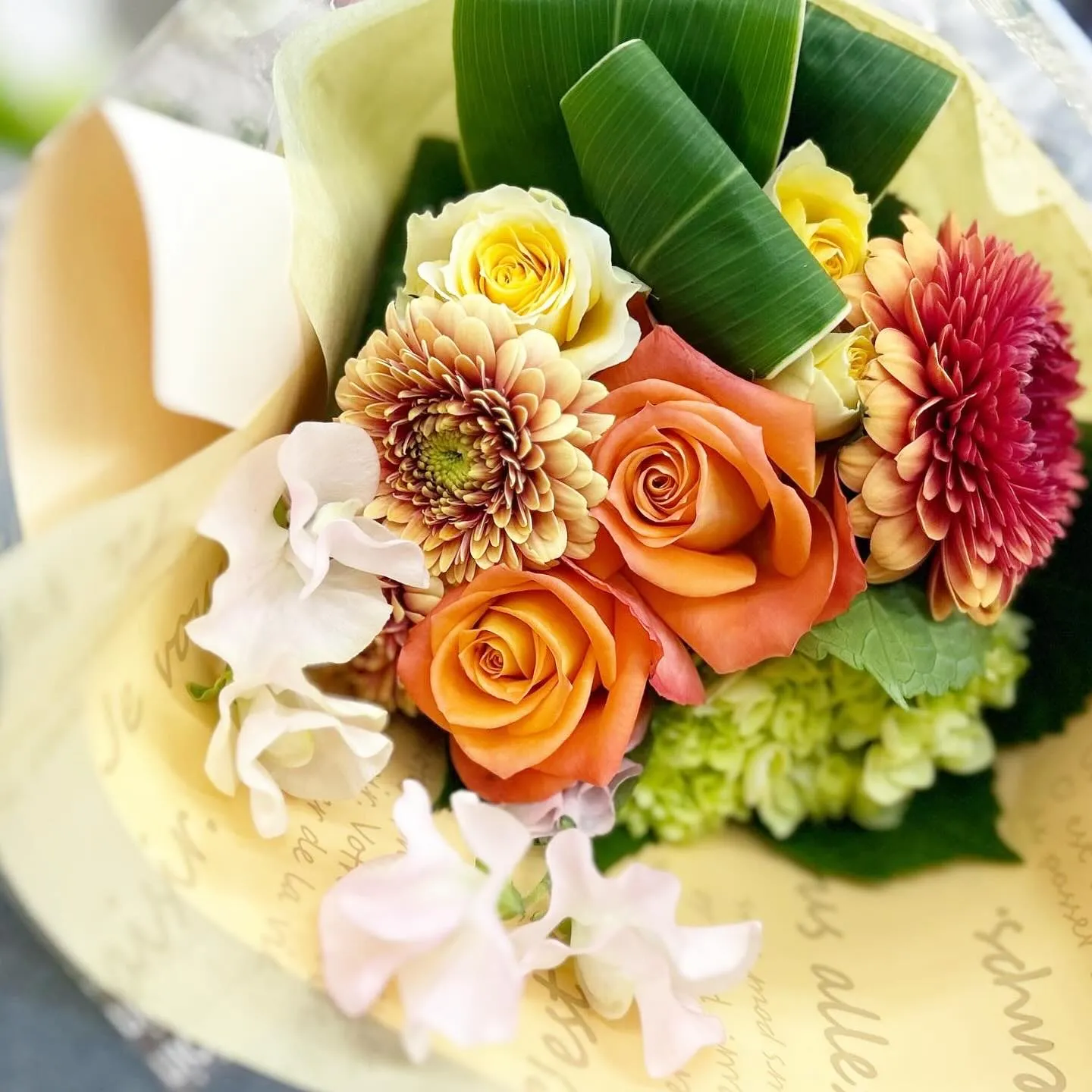 オレンジ✿イエロー系ブーケ&アレンジメント🧡💛🌼.。❁*.:...